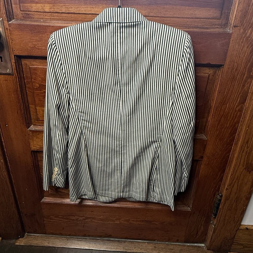 Vintage Lauren Ralph Lauren Women's Blazer Size 6 White Navy Pinstripe Made USA - Picture 2 of 6